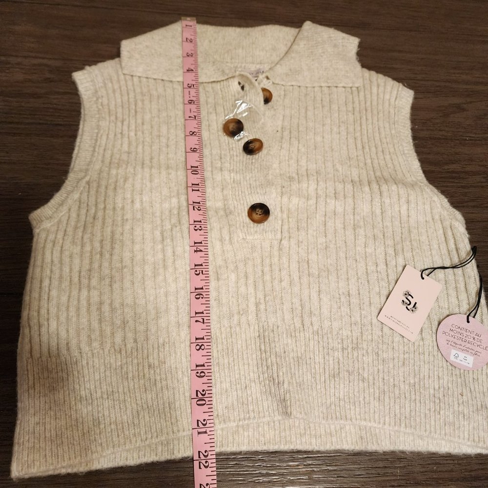 Sincerely Jules Collared Sweater Vest Cream Small NWT - Picture 7 of 10